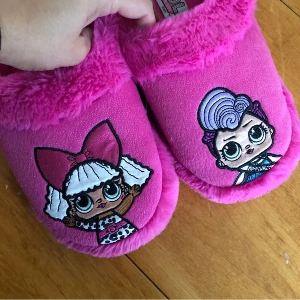 LOL Surprise Girls Pink Plush Slippers Diva Miss Punk Size 2-3